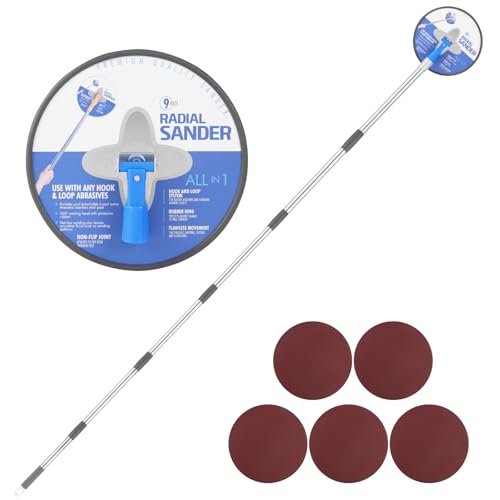 TOXYMHO Drywall Pole Sander,30 to 86 Inch Circular Sander with Adjustable Extension Pole, Manual Hand Drywall Sander for Walls and Ceilings, Includes 5pcs Sanding Sheets (80, 100, 120, 180, 240 Grit) - Image 1