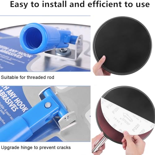 TOXYMHO Drywall Pole Sander,30 to 86 Inch Circular Sander with Adjustable Extension Pole, Manual Hand Drywall Sander for Walls and Ceilings, Includes 5pcs Sanding Sheets (80, 100, 120, 180, 240 Grit) - Image 3