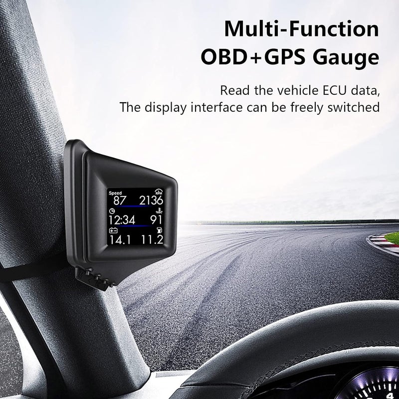 wiiiw عرض رأس السيارة، HUD P8، نظام مزدوج OBDII و GPS، أول نموذج في السوق يمكن تركيبه على تريم عمود A، يعمل فقط على معظم السيارات من 2008 وما فوق - Image 2
