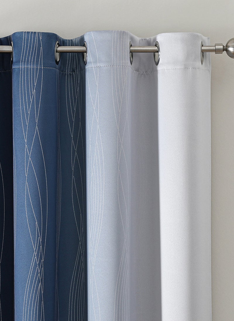 Sharpdo - 2-Piece Set Of Full Blackout Curtains For Family Bedroom High-Precision Gradient Line Printing Curtains (Excluding Curtain Rods) - Image 1