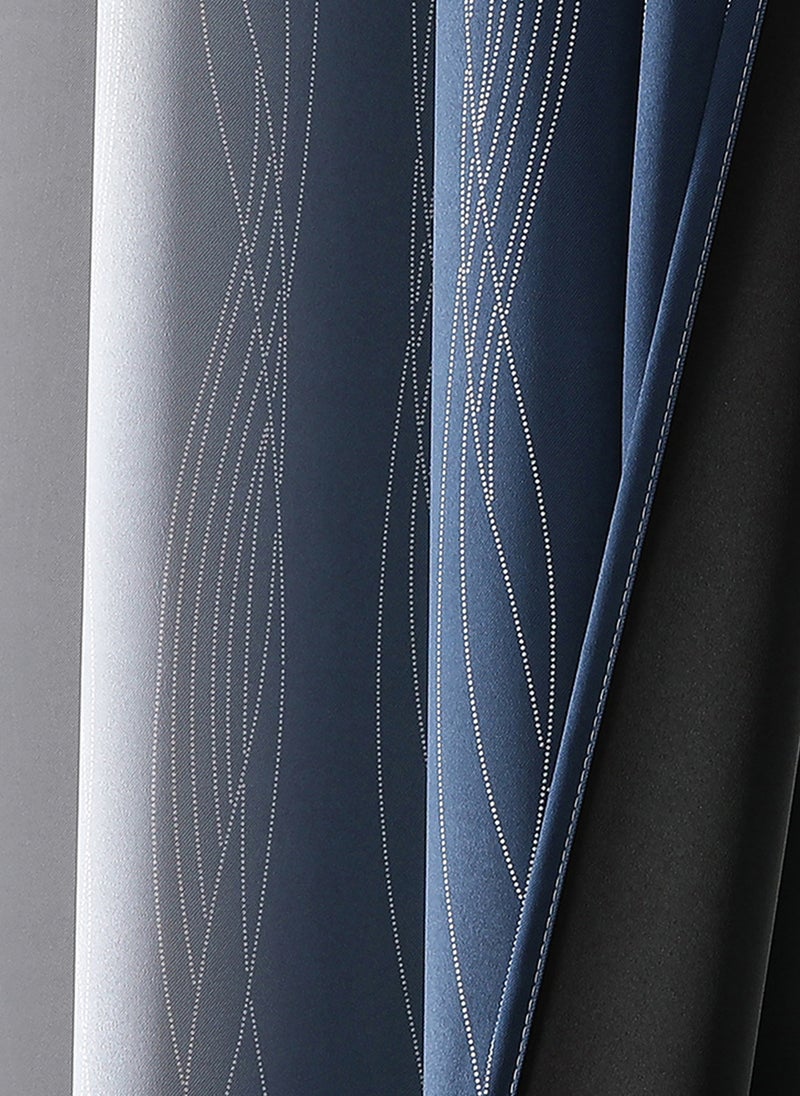 Sharpdo - 2-Piece Set Of Full Blackout Curtains For Family Bedroom High-Precision Gradient Line Printing Curtains (Excluding Curtain Rods) - Image 1