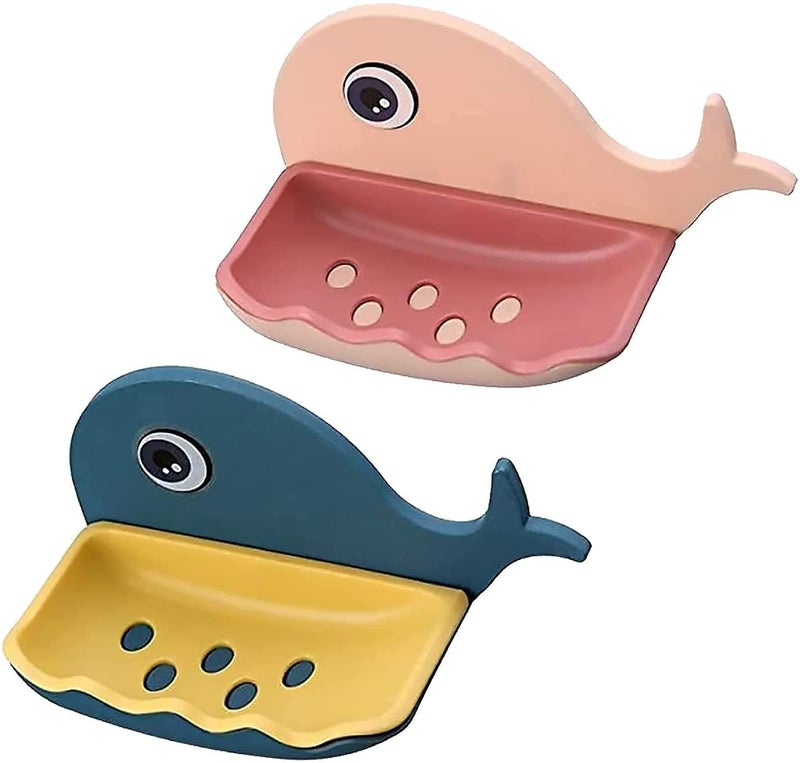 Black Sparrow Soap Stand for Bathroom Kitchen Sink Magic Stickers Wall Mounted (Pack of 2 Pcs) Soap Dish Holder, Fish Design Random Color - Image 4