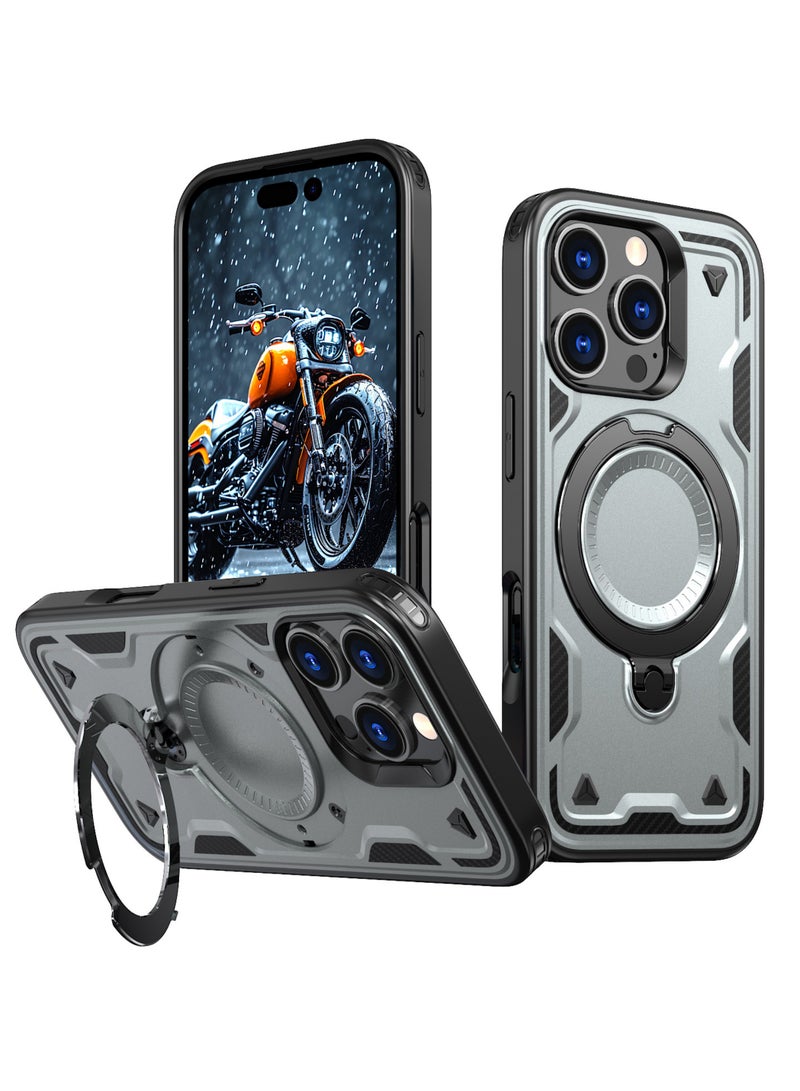 XLogiX for iPhone 16 Armoured Case with Built-in Kickstand, Heavy-Duty Protection, Shockproof, Slim Design, Compatible with MagSafe Accessories, ArmourX Series iPhone Pro Max - GREY - Image 1