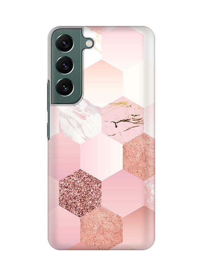 Stylizedd Case for Samsung Galaxy S22+ 5G Slim Snap Classic Series Shield Matte Finish Print - Marble Pink Honeycomb - Image 1