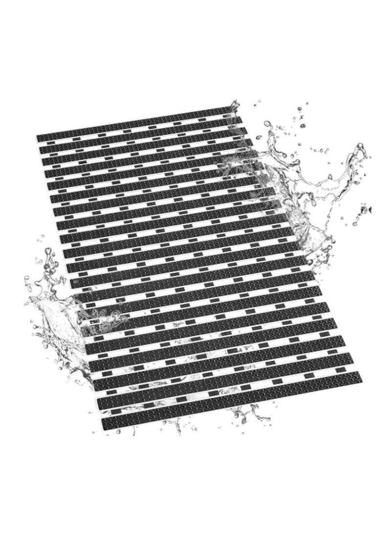 دواسة بانيو سيليكون مانعة للانزلاق، مشاية حمام بفتحات تصريف - أسود - 69x39 سم - Image 1