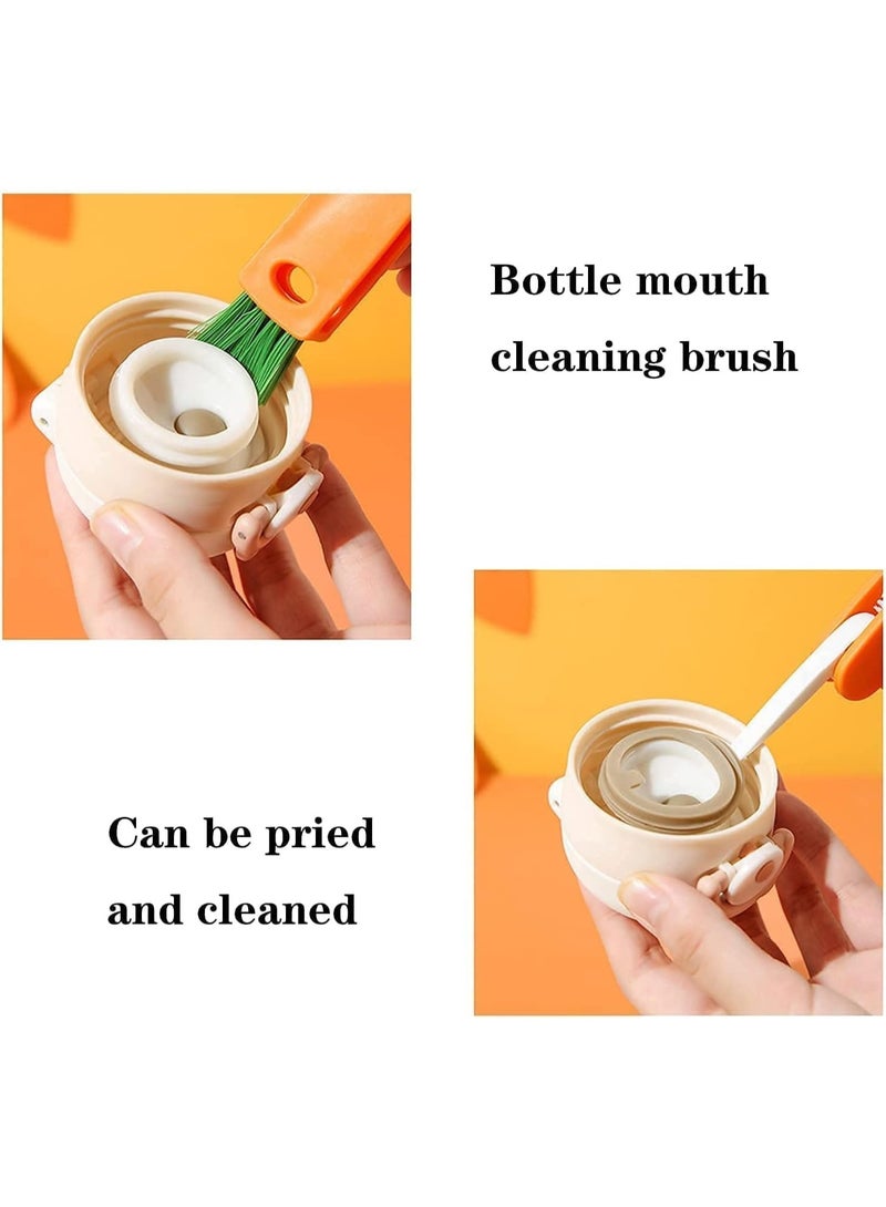 فرشاة تنظيف أغطية أكواب الزجاجات الصغيرة 3 في 1، أدوات تنظيف القش، فرشاة تنظيف الشقوق في زجاجات المياه، فرشاة تنظيف الجزر لأغطية أكواب زجاجات الرضاعة (عبوة من قطعتين) - Image 5