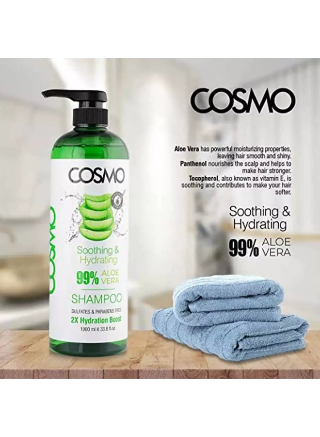 Cosmo Soothing and Hydrating Aloe Vera Shampoo 2X Hydration Boost- 1000ml - Image 2