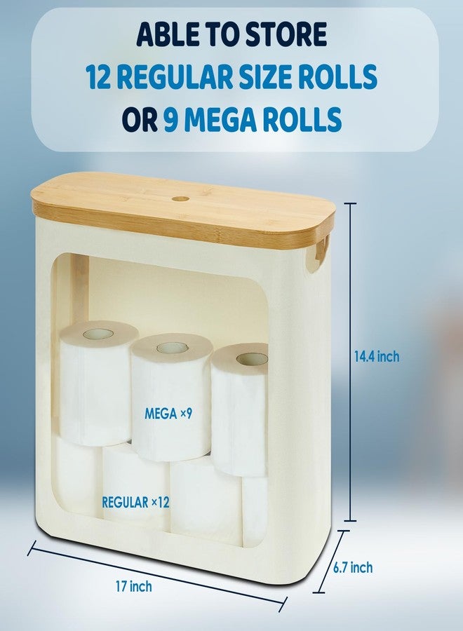 ROSOS Toilet Paper Storage with Lid, Large Toilet Paper Holder for up to 12 Rolls, Free Standing Bathroom Storage Organizer with Lid, Beige - Image 5