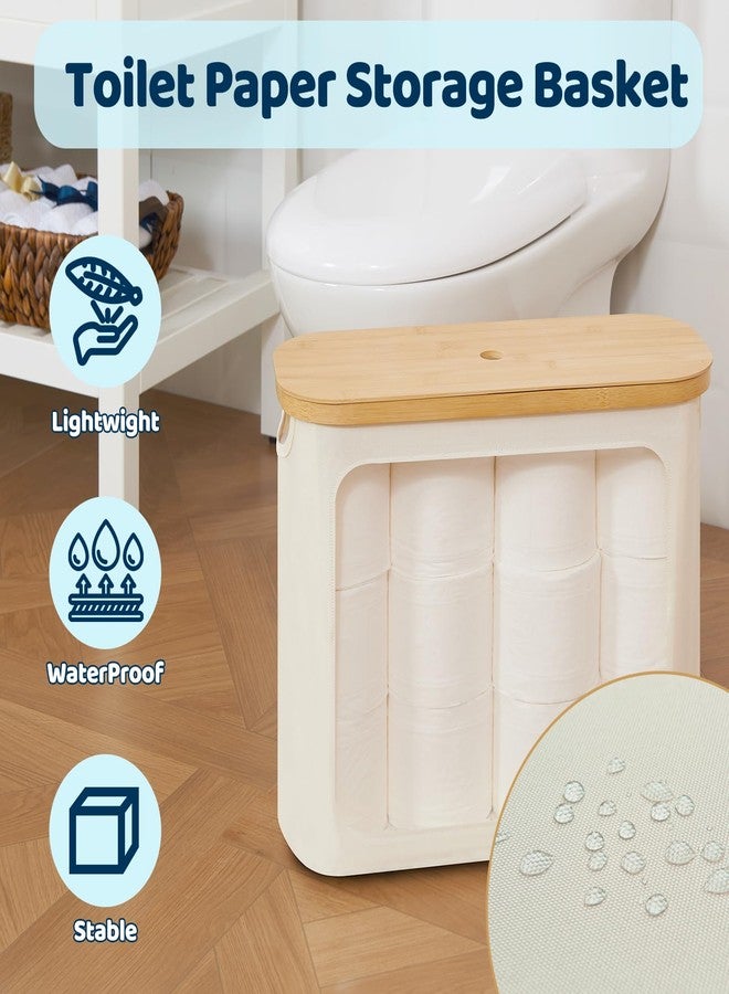 ROSOS Toilet Paper Storage with Lid, Large Toilet Paper Holder for up to 12 Rolls, Free Standing Bathroom Storage Organizer with Lid, Beige - Image 4