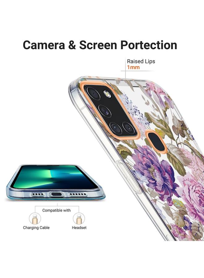 S-TOP Case For Samsung Galaxy A21s / A217F Ring IMD Flowers TPU Phone Case - Image 4