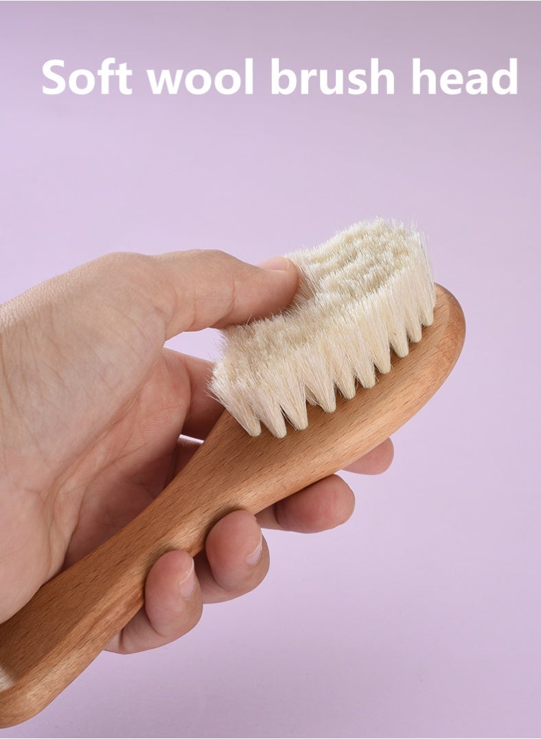 Beidile Natural Wood Baby Hairbrush 3-Piece - Image 4