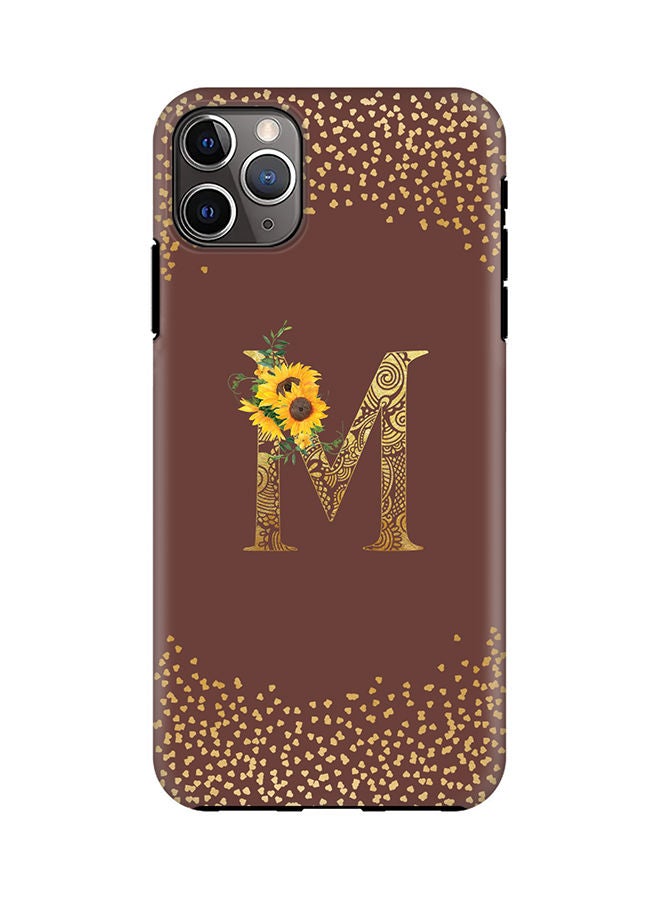 Stylizedd Monogram Tough Series for Apple iPhone 11 Pro Max Custom Initials Floral Mandala Pattern Tough Pro Dual Layer hybrid PC inner TPU protection Alphabet- M (Brown) - Image 1
