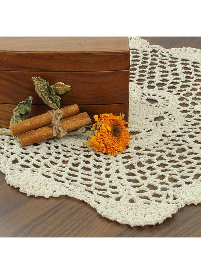 kilofly Crochet Cotton Lace Table Placemats Doilies Set, 2pc, Oblong, Beige,15 x 23 inch - Image 4