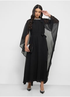Khizana Cape Sleeved Pleated Dress  - Image 4