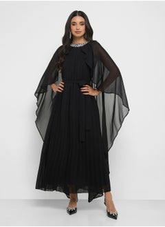 Khizana Cape Sleeved Pleated Dress  - Image 1