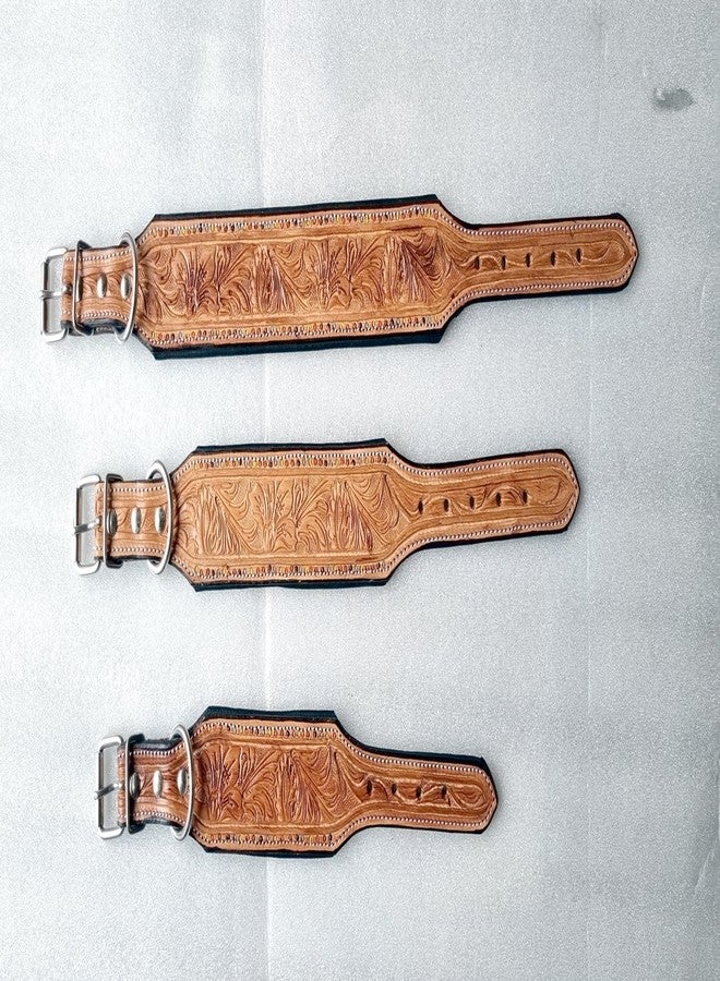 Dog Collar Genuine Leather Padded Adjustable Heavy Duty Floral Hand Tooled Puppy Pet Collar FBA-LDC-008 (Large) - Image 1
