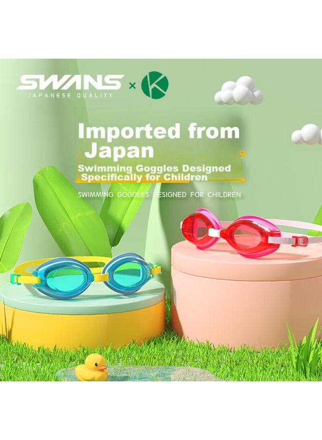 Swans Children's Swimming Goggles, Imported Fr Japan, Waterproof And Anti-fog, High-definition, For Boys And Girls, Suitable For Older Children, Swimming Gl Es And Swim Cap, Light Pink - Image 1