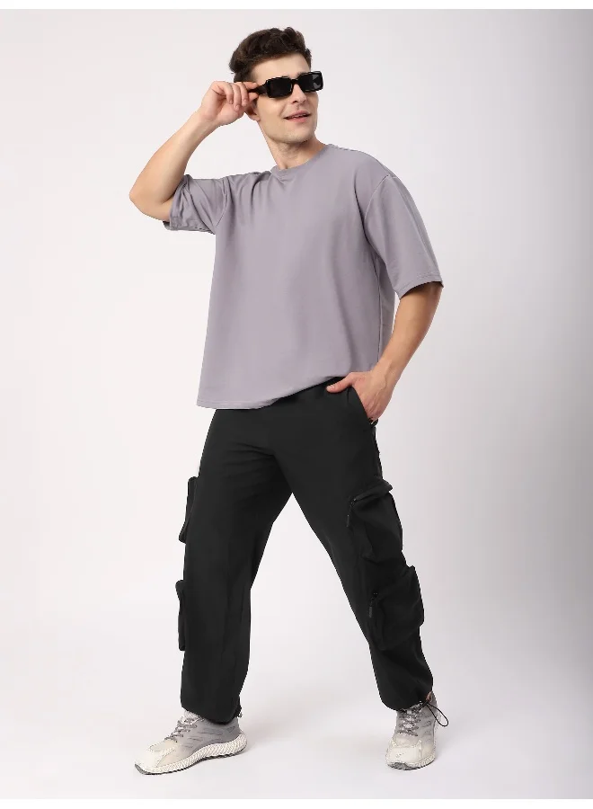 Beyoung Black 3D Pocket With Zipper Cargo Pants
