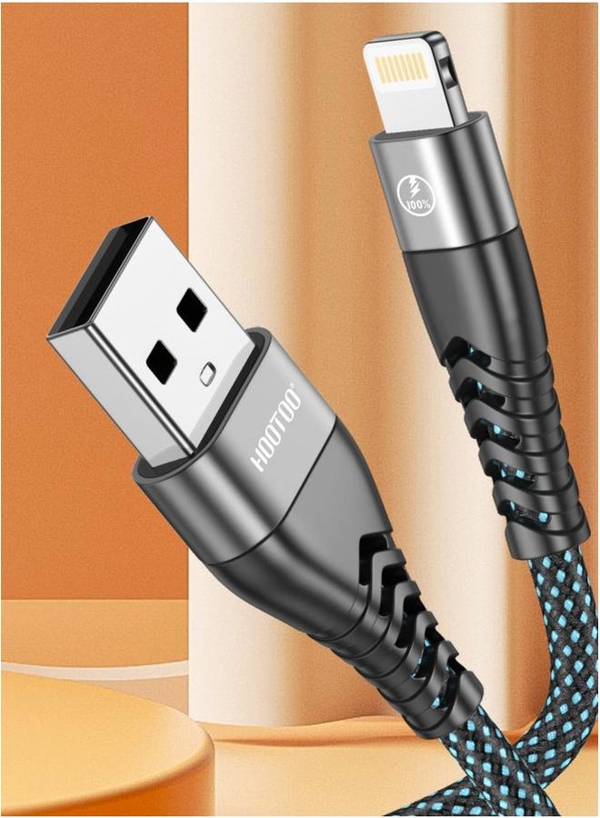HooToo Lightning Data Cable Strong Aluminum Alloy Connector Durable Nylon Braided Cable High Speed Data Transmission  - Image 1