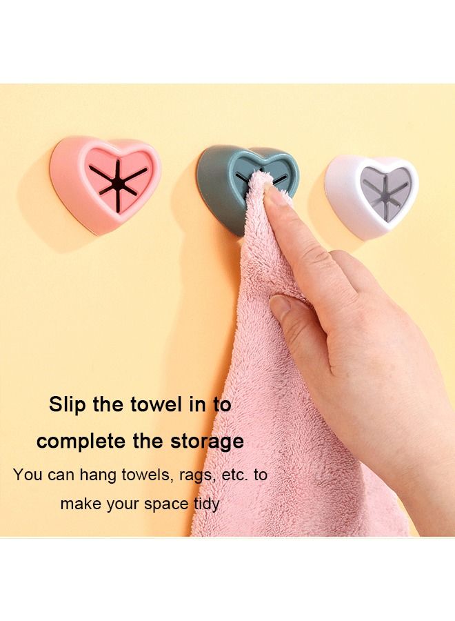 6Pcs Punch-Free Towel Plug Holder, Bathroom Storage Hanger, Towels Washing Cloth Rag Hook, Bathroom Kitchen Accessories, Storage Holders (Pink+Blue+White)  - Image 4
