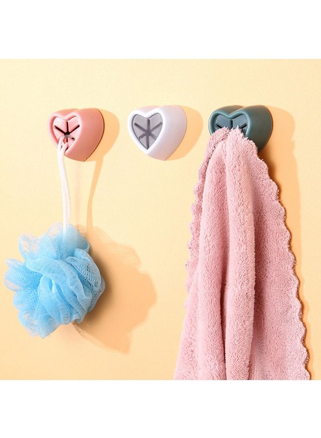 6Pcs Punch-Free Towel Plug Holder, Bathroom Storage Hanger, Towels Washing Cloth Rag Hook, Bathroom Kitchen Accessories, Storage Holders (Pink+Blue+White)  - Image 3