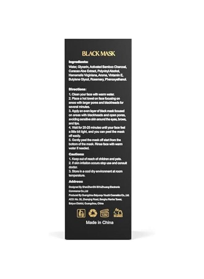 Charcoal Peel Off Blackhead Remover Mask Kit with Brush and Pimple Extractors for Deep Cleansing of Face Nose Pores Acne All Skin Types 3.5 Fl.oz