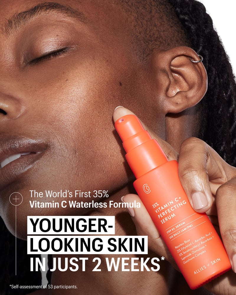 Allies of Skin 35% Vitamin C Extra Strength Serum | Waterless Professional Grade Face Serum with Niacinamide | Highly Concentrated Formula to Plump & Firm Skin | Hydrating Anti-Aging Skincare | 1 oz - Image 2