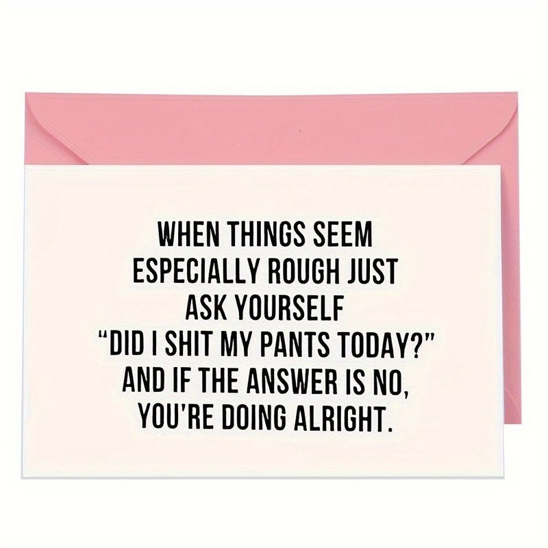 1pc Humorous Greeting Card With Purple Envelope Mental Health Emotional Support Paper Card For Friends Family Loved Ones - Image 4