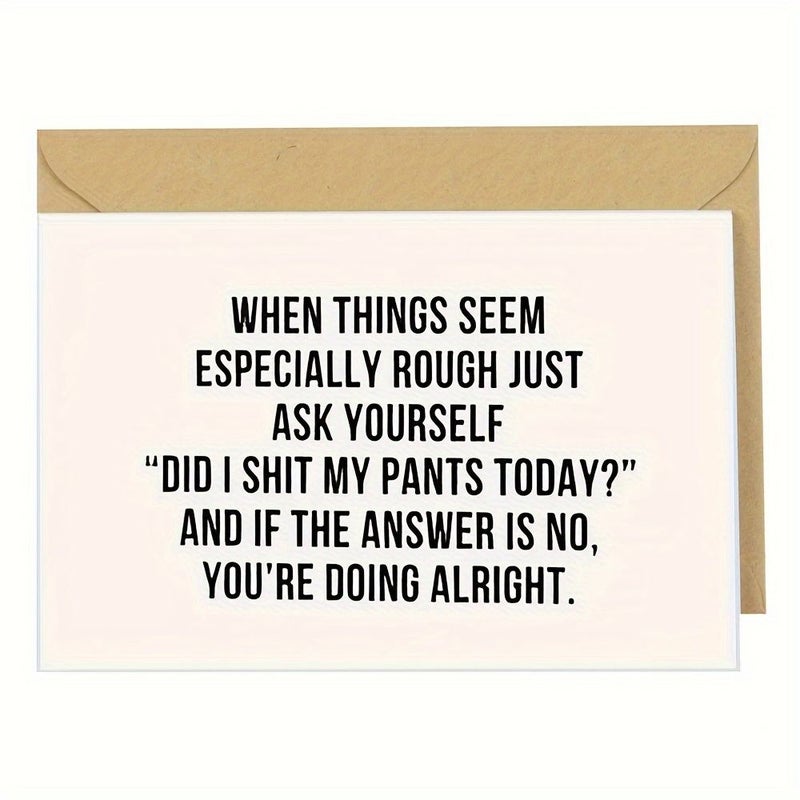 1pc Humorous Greeting Card With Purple Envelope Mental Health Emotional Support Paper Card For Friends Family Loved Ones - Image 1
