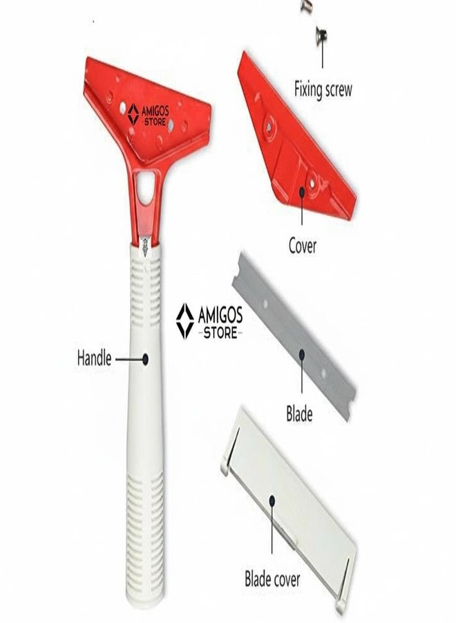 Amigos Store™ Floor & Wall Scraper with Heavy Duty ABS Plastic Handle – Red & Grey - Image 5