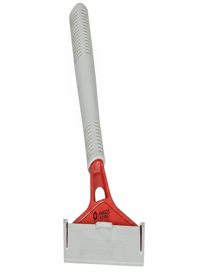 Amigos Store™ Floor & Wall Scraper with Heavy Duty ABS Plastic Handle – Red & Grey - Image 1