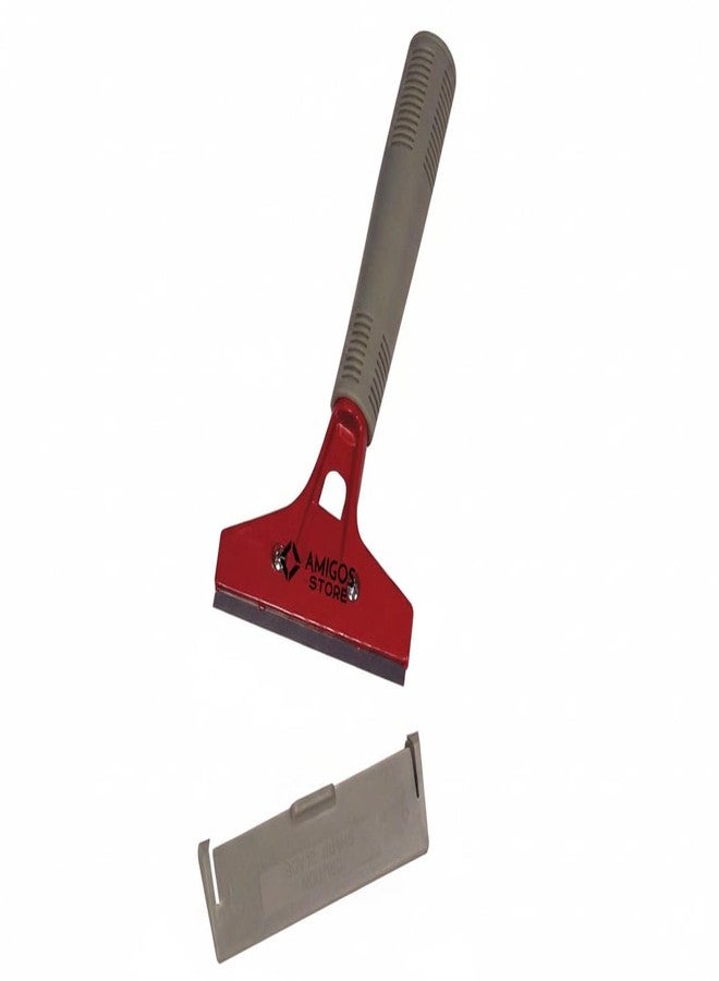 Amigos Store™ Floor & Wall Scraper with Heavy Duty ABS Plastic Handle – Red & Grey - Image 4