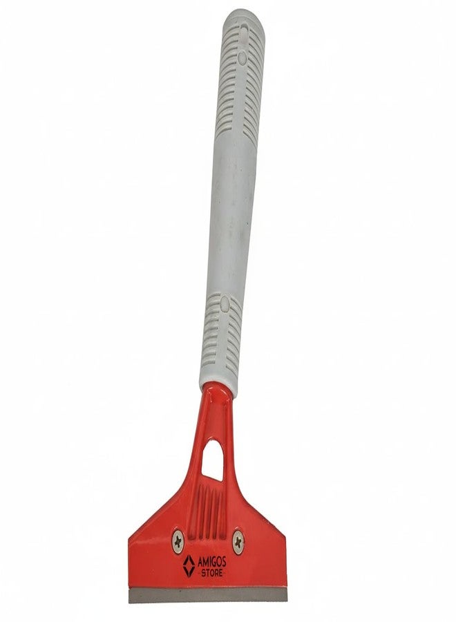 Amigos Store™ Floor & Wall Scraper with Heavy Duty ABS Plastic Handle – Red & Grey - Image 2
