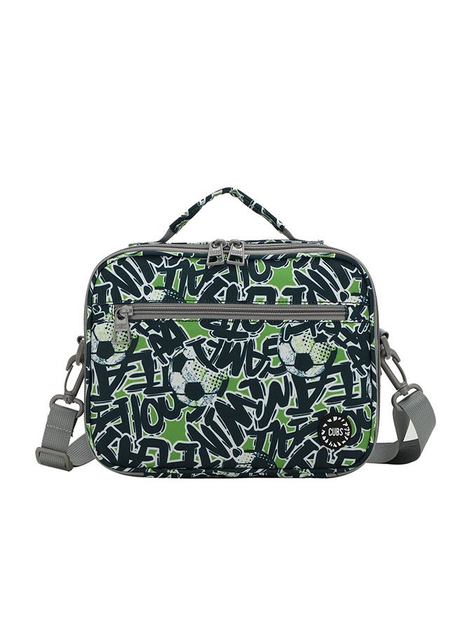 CUBS Football Print Waterproof lunch bag with removable shoulder strap carrying your favorite meals to school, work or while traveling