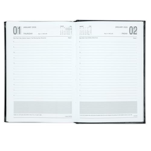 Mahavir Standard Diary 2026 | A5 Size | One-Day-to-a-Page New Year Diary with Thumb-Cut Indexes | 424 pages | Vinyl/Acrylic Coated Cover Material | (Black) - Image 5