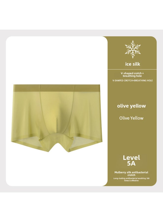 Ice Silk Underwear Men's Summer Seamless Cool Feeling Thin Breathable Mulberry Silk Antibacterial Boys Sports Boxers