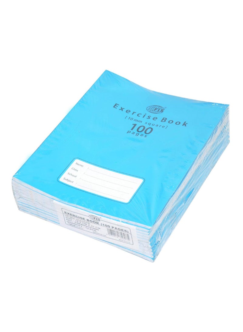 FIS Exercise Books 10 Mm Square With Left Margin, 100 Pages, Pack Of 12 Pieces, 16.5 X 21 Cm Size - FSEBSQ10100N - Image 1