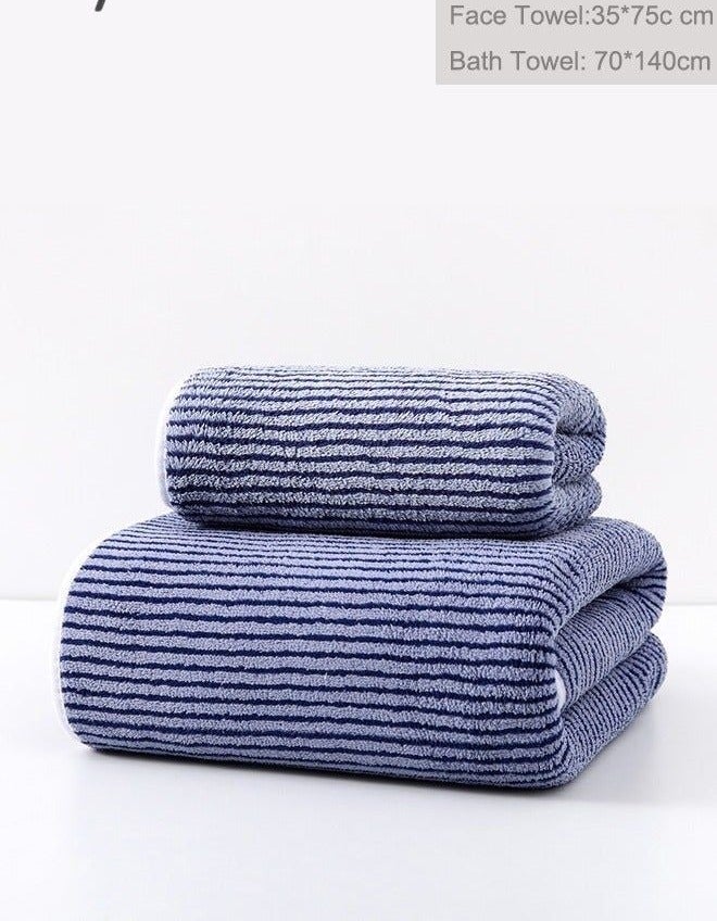 2-Piece Adult Coral Fleece Towel Set - Quick Dry Bath Towel (70x140cm) & Face Towel (35x75cm)