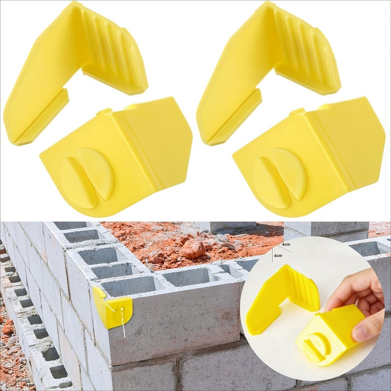 Plastic Builders Line Anchor Corner Brackets 4pcs Brick Laying Masonry Tools Yellow - Image 2