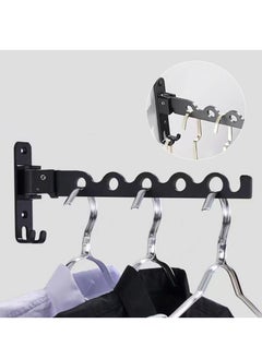 KASTWAVE Foldable Wall Mounted Clothes Hanger Folding Wall Mounted Clothes Hanger Rack Small Wall Clothes Airer No Drilling Wall Clothes Hook Rack Aluminum Wall Mounted Drying Rack  - Image 3