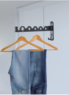 KASTWAVE Foldable Wall Mounted Clothes Hanger Folding Wall Mounted Clothes Hanger Rack Small Wall Clothes Airer No Drilling Wall Clothes Hook Rack Aluminum Wall Mounted Drying Rack  - Image 2