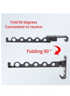 KASTWAVE Foldable Wall Mounted Clothes Hanger Folding Wall Mounted Clothes Hanger Rack Small Wall Clothes Airer No Drilling Wall Clothes Hook Rack Aluminum Wall Mounted Drying Rack  - Image 4