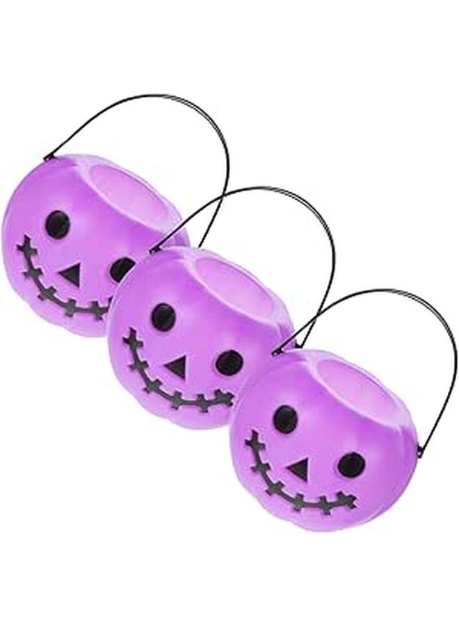 Halloween Pumpkin Candy Buckets Set Of 3 Plastic Portable Treat Baskets For Party - Image 1