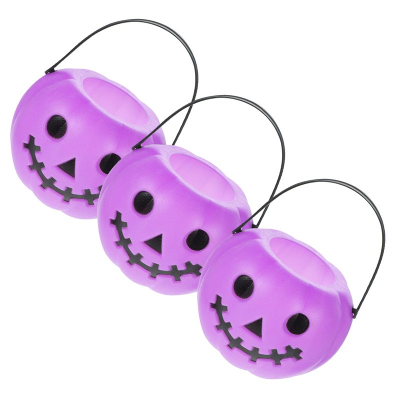 Halloween Pumpkin Candy Buckets Set Of 3 Plastic Portable Treat Baskets For Party - Image 2