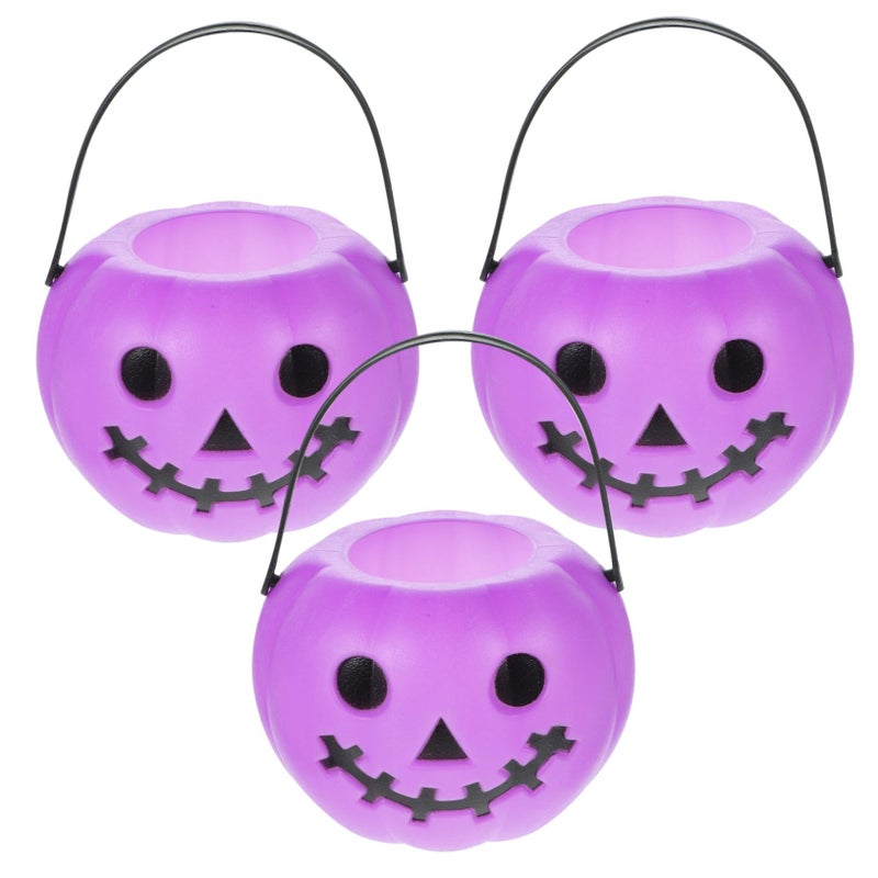 Halloween Pumpkin Candy Buckets Set Of 3 Plastic Portable Treat Baskets For Party - Image 5