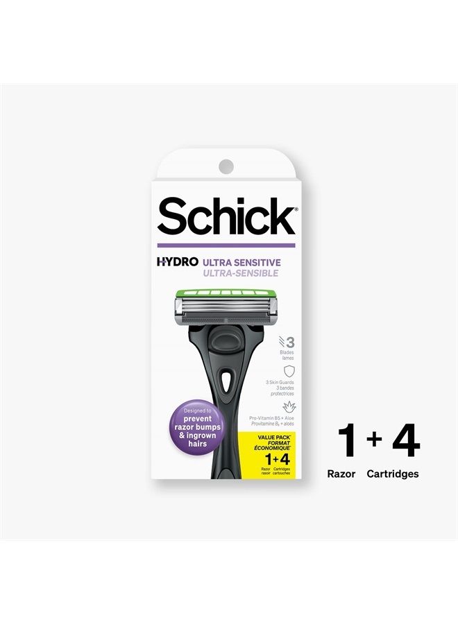 schick Hydro Slim Head Sensitive Razor for Men — Razor for Men Sensitive Skin, Thin Razor with 4 Razor Blades - Image 2