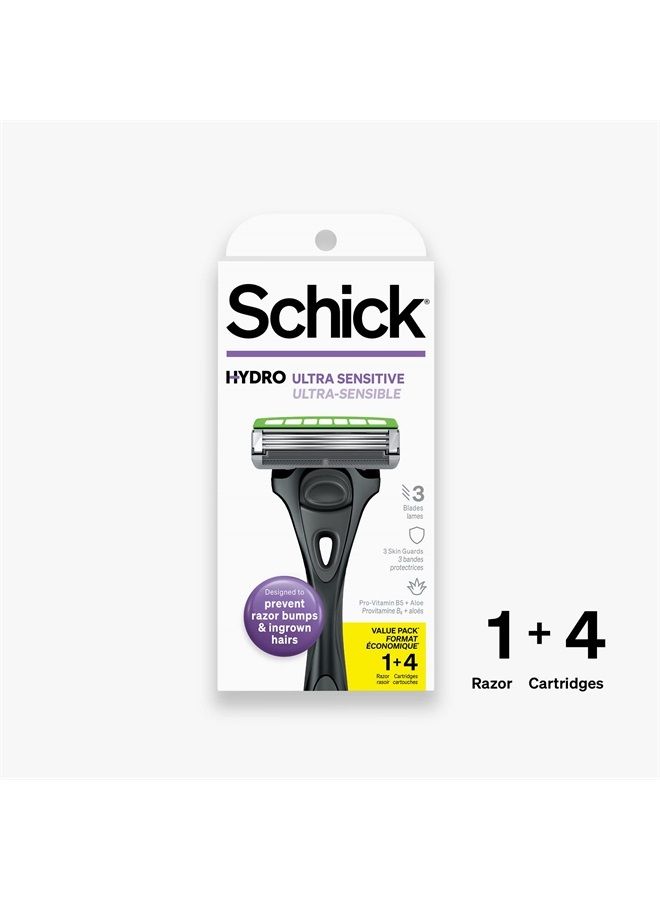schick Hydro Slim Head Sensitive Razor for Men — Razor for Men Sensitive Skin, Thin Razor with 4 Razor Blades - Image 3