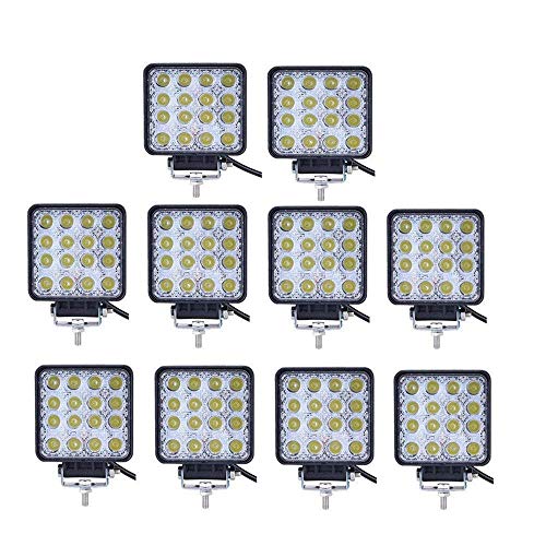 Turboo Led Light Bar, Turboo 10PCS 4inch 48W Led Work Light Square Spot Lights Off-road Lights Led lights for Trucks,Off-road Vehicle, ATV, SUV, UTV, 4WD, Jeep, Boat and More - Image 1