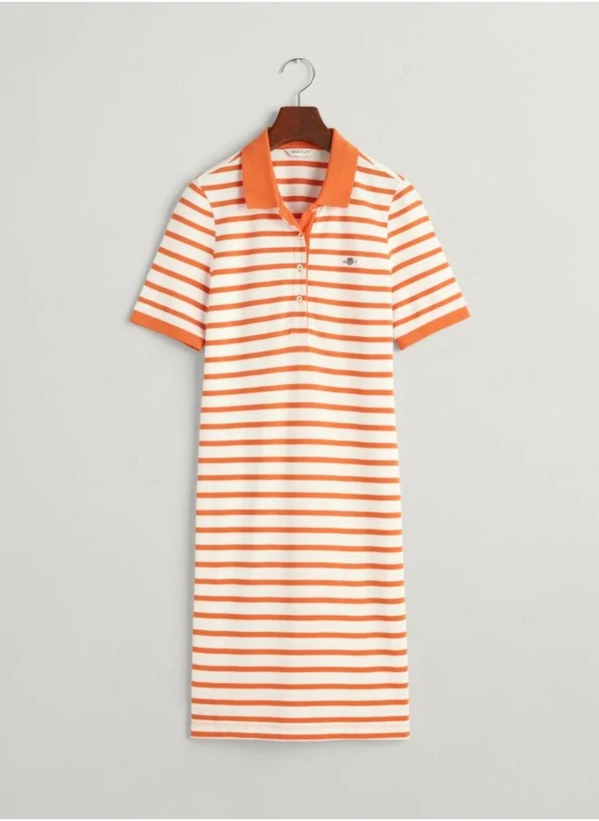 غانت Gant Striped Shield Piqué Polo Dress