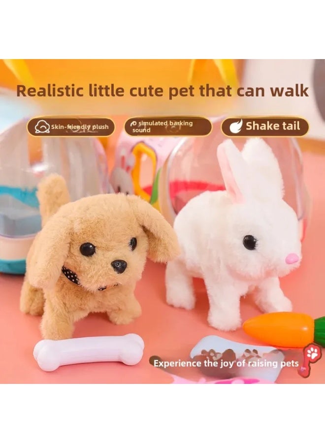 لعبة كهربائية للأطفال، محاكاة أرنب، كلب يمشي، مكالمات، ذيل يهز، لعبة قطيفة تعمل بالبطارية، حيوانات أليفة تفاعلية - المواصفات: مجموعة أرنب قياسية مكونة من 7 قطع 【صندوق طلب بريد】】 - Image 2